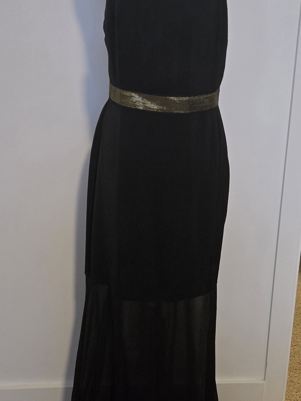 Express Black Maxi Dress with Gold Waistband